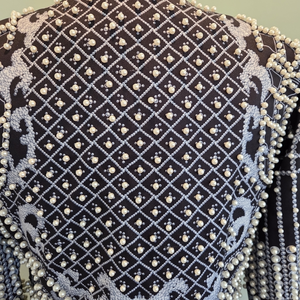 Bella Barnett Black Embellished Beaded Open Front Jacket Size S - Picture 7 of 16